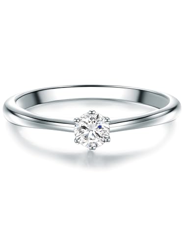 Trilani Damen-Solitärring Sterling Silber Zirkonia weiß im Brillantschliff - Verlobungsring Vorsteckring Trauring Silberring mit Stein von Trilani