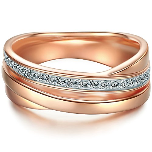 Trilani Damen-Wickelring Sterling Silber rosévergoldet Zirkonia weiß im Brillantschliff - Ehering Trauring Ring Zirkonia roségold Trilani Damen-Wickelring Sterling Silber rosévergoldet Zirkonia weiß im Brillantschliff - Ehering Trauring Ring Zirkonia roségold von Trilani