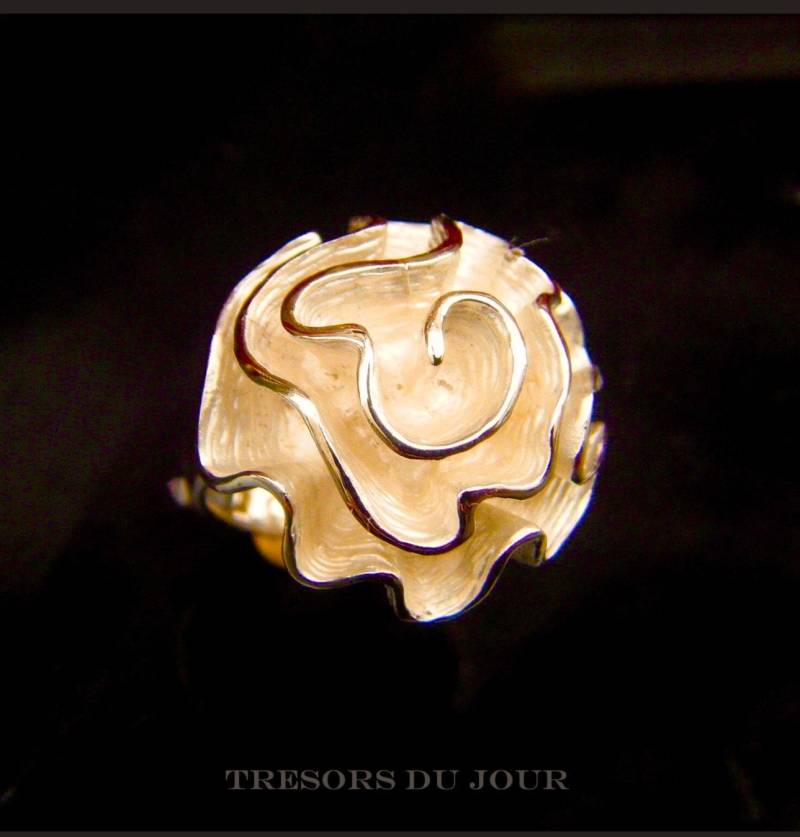 Benutzerdefinierte Große Blume Statement Ring Für Frauen in Solide 10K 14K Oder 18K Gelb Rose Weißgold Platin Sterling Silber Rüschen Neue Ring von TresorsDuJour
