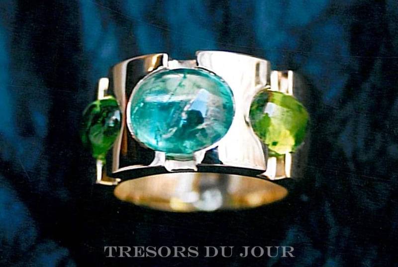 Einzigartige Statement Ring Gold-Ring Für Die Rechte Handturmalin Peridot "Haussmann' Benutzerdefinierte Geburtsstein Ring Statement Edelstein von TresorsDuJour