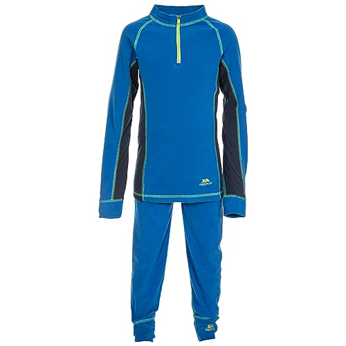 Trespass Kinder Fleece-Unterwäsche-Set Bubbles, Fleece-Top und Baselayer-Hose (140) (Blau) von Trespass