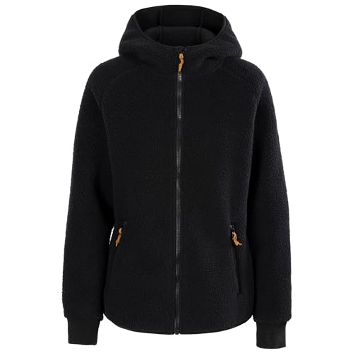 Trespass Sherpa-Fleecejacke für Damen, mit Kapuze, durchgehender Front-Reißverschluss, Airtrap-Spule, Schwarz , 38 von Trespass