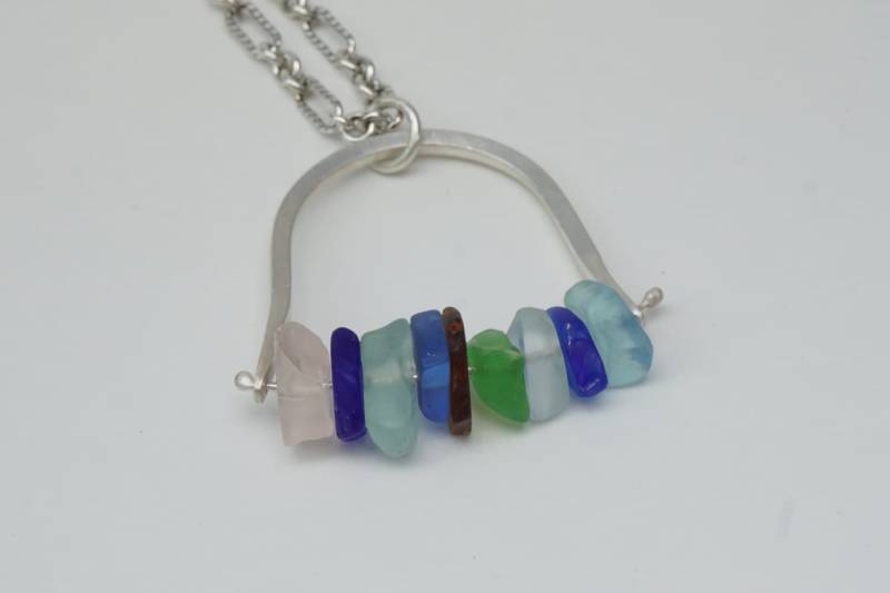 Texas Creek Glasanhänger Aus Sterlingsilber Mit Halskette von TressPearceDesigns