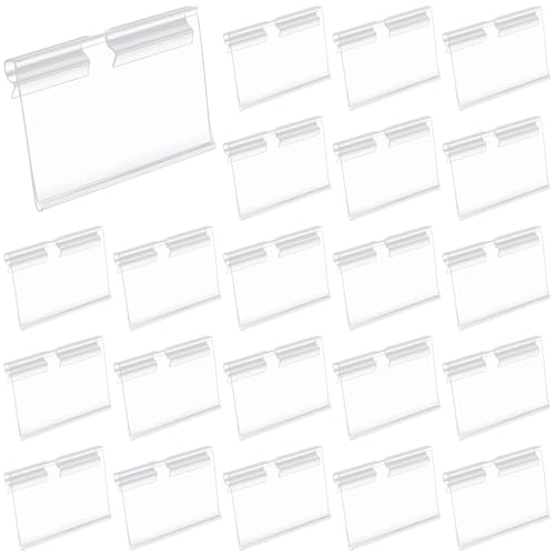 100 transparente Kunststoff-Etikettenhalter mit Drahthaken, Blanko-Karten, Doppeldraht-Display-Tags für Supermärkte von Tressify