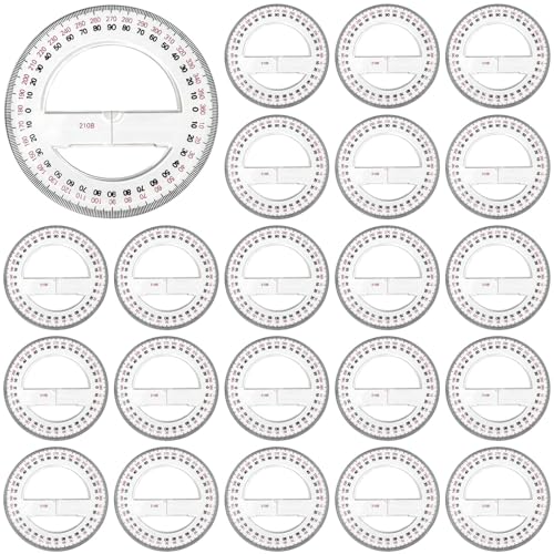 24 runde klare Winkelmesser, 360-Grad-Messung, perfekt für Mathematik- und Design-Projekte im Klassenzimmer von Tressify