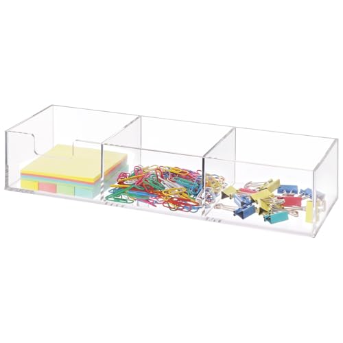 3-in-1 transparenter Acryl-Haftnotizhalter, Schreibtisch-Organizer mit Notizblöcken, 3 x 3 Spender, Büro- und Schulbedarf, Notizblock-Aufbewahrung von Tressify