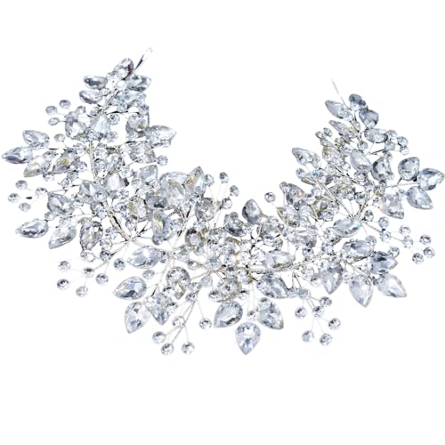 Elegantes Strass-Braut-Stirnband, handgefertigt, Hochzeits-Tiara-Krone, flexibler Haarschmuck für Frauen, 32 x 8 cm Elegantes Strass-Braut-Stirnband, handgefertigt, Hochzeits-Tiara-Krone, flexibler Haarschmuck für Frauen, 32 x 8 cm von Tressify