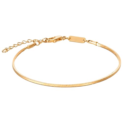 Schlangenkettenarmband aus vergoldetem 18 Karat Silber, S925er-Sterlingsilber, inklusive Poliertuch und eleganter Geschenkbox, 14,5 + 3 cm, verstellbar von Tressify