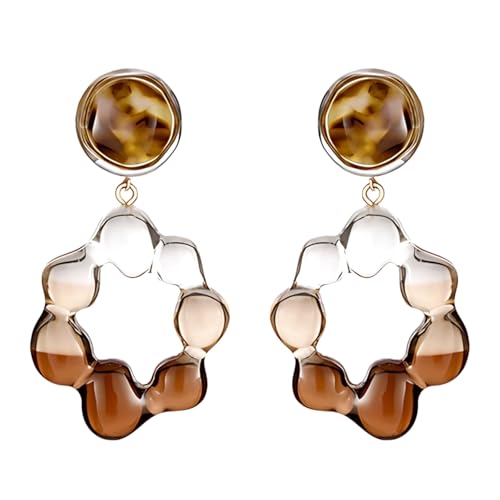 Transparente Ohrringe aus 925er Silber, Nadel, für Damen, Harz, Schmuck, Farbverlauf, einzigartig, leicht, Geschenke für Abschlussball und den täglichen Gebrauch von Tressify