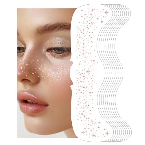 10 Stück Glitzer Sommersprossen, Goldene Temporäre Gesichtstattoos, Körper-Glitzer für Frauen und Mädchen, Konzerte, Festival- und Rave-Zubehör (Roségold) von Tressora