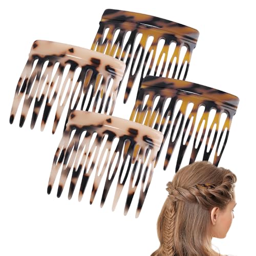 4 Stück Haarkamm Zum Stecken Vintage Französische Seitenscheitel Kamm Set - Dekoratives Haarkamm Set für Frauen, 2 Farben, 9 Zähne, Starker Griff 4 Stück Haarkamm Zum Stecken Vintage Französische Seitenscheitel Kamm Set - Dekoratives Haarkamm Set für Frauen, 2 Farben, 9 Zähne, Starker Griff von Tressora