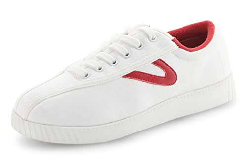 TRETORN Nyliteplus Canvas Sneaker Damen Schnürschuhe Casual Tennisschuhe Klassischer Vintage Stil, weiß/rot, 38 EU von Tretorn