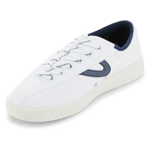 TRETORN Nyliteplus Canvas Sneaker Damen Schnürschuhe Casual Tennisschuhe Klassisch Vintage Stil, Weiß Marineblau, 38 EU von Tretorn