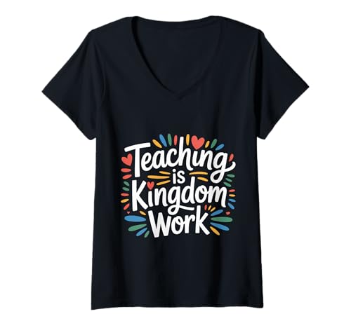 Damen Teaching is Kingdom Work Faith Sunday School |- T-Shirt mit V-Ausschnitt Damen Teaching is Kingdom Work Faith Sunday School |- T-Shirt mit V-Ausschnitt von Treue Pädagogen Mission