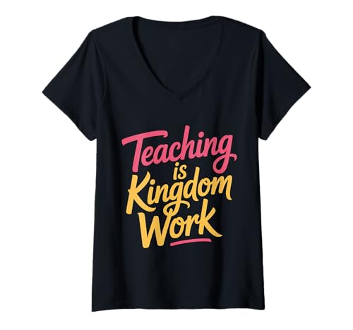 Damen Teaching is Kingdom Work Faith Sunday School |- T-Shirt mit V-Ausschnitt Damen Teaching is Kingdom Work Faith Sunday School |- T-Shirt mit V-Ausschnitt von Treue Pädagogen Mission
