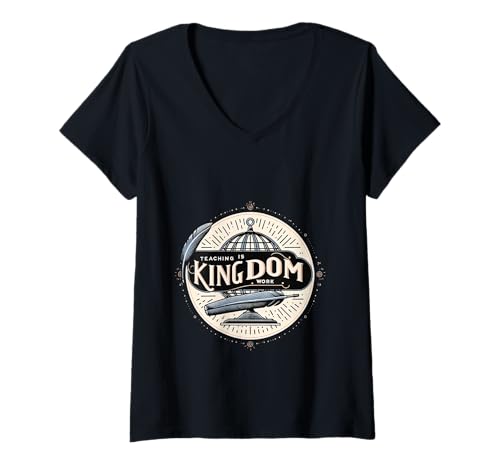 Damen Teaching is Kingdom Work Faith Sunday School |- T-Shirt mit V-Ausschnitt Damen Teaching is Kingdom Work Faith Sunday School |- T-Shirt mit V-Ausschnitt von Treue Pädagogen Mission
