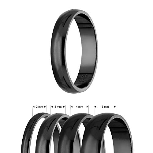 Ring - 925 Silber - Glänzend - 4 Breiten - Schwarz [01.] - Breite: 2mm - Ringgröße: 48 von Treuheld