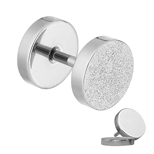 Treuheld® | 10mm Fake Plug Ohrstecker in Diamant Glitzer Optik | Silber | Fake Tunnel Ohrring zum Schrauben für Damen und Herren | Chirurgenstahl von Treuheld