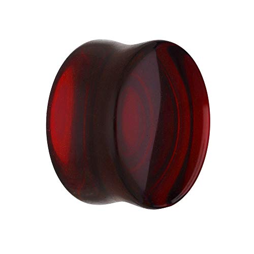 Treuheld® | 10mm Glas Ohr Plug/Flesh Tunnel | Dunkel-Rot | Double Flared | Ohne Gewinde | Damen und Herren | halb-durchsichtig/transparent von Treuheld