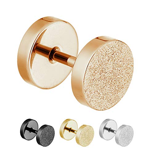 Treuheld® | 12mm Fake Plug Ohrstecker in Diamant Glitzer Optik | Roségold | Fake Tunnel Ohrring zum Schrauben für Damen + Herren | Chirurgenstahl von Treuheld