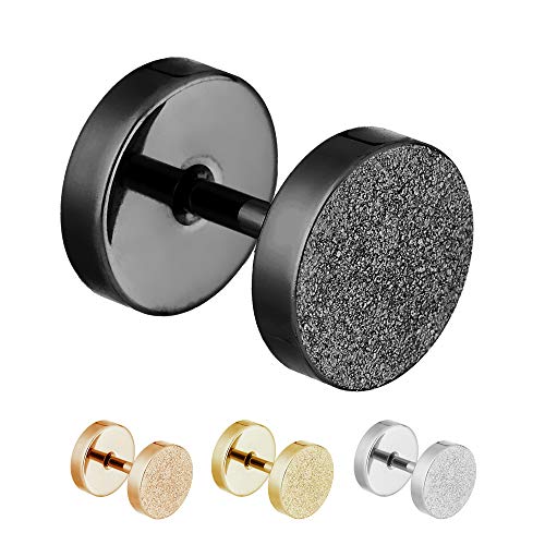 Treuheld® | 12mm Fake Plug Ohrstecker in Diamant Glitzer Optik | Schwarz | Fake Tunnel Ohrring zum Schrauben für Damen und Herren | Chirurgenstahl von Treuheld