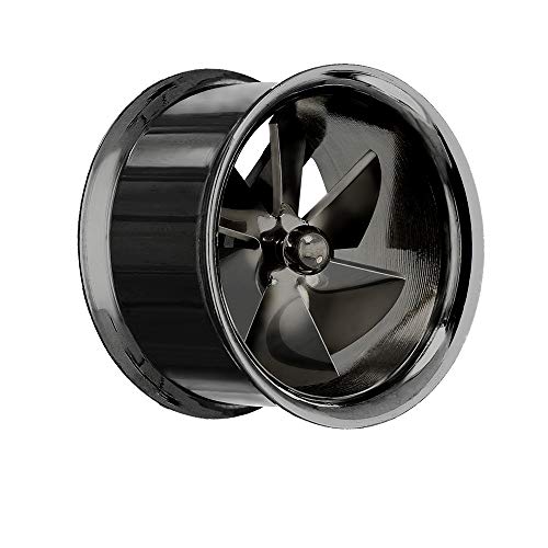 Treuheld® | 12mm Ohr Plug/Flesh Tunnel | Turbine | Chirurgenstahl | Schwarz | Double Flared Ohrtunnel | hautfreundlich & antiallergen | Herren von Treuheld