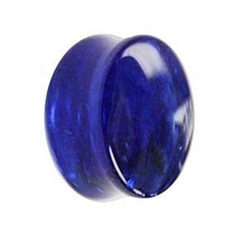 Treuheld® | 14mm Glas Ohr Plug/Flesh Tunnel | Dunkel-Blau/Marmoriert | Double Flared | Ohne Gewinde | Damen und Herren | durchsichtig von Treuheld