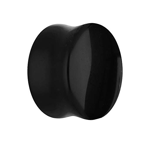 Treuheld® | 14mm Glas Ohr Plug/Flesh Tunnel | Schwarz | Double Flared | Ohne Gewinde | Damen und Herren | Hautfreundlich & Antiallergen von Treuheld