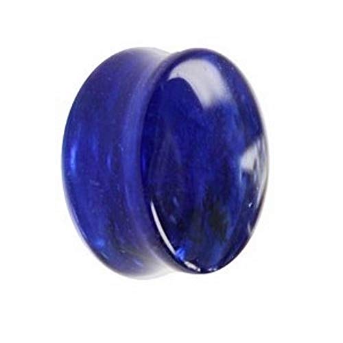 Treuheld® | 16mm Glas Ohr Plug/Flesh Tunnel | Dunkel-Blau/Marmoriert | Double Flared | Ohne Gewinde | Damen und Herren | durchsichtig von Treuheld