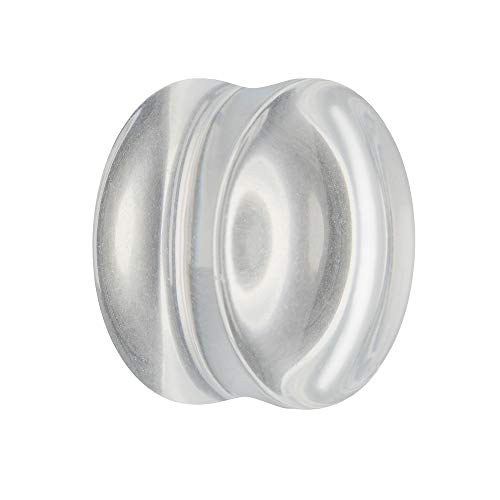 Treuheld® | 16mm Glas Ohr Plug/Flesh Tunnel | Klar | Double Flared | Ohne Gewinde | Damen und Herren | durchsichtig/transparent von Treuheld