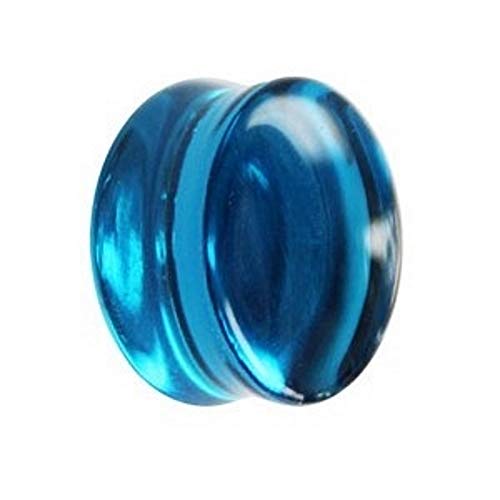 Treuheld® | 18mm Glas Ohr Plug/Flesh Tunnel | Blau | Double Flared | Ohne Gewinde | Damen und Herren | halb-durchsichtig/transparent von Treuheld