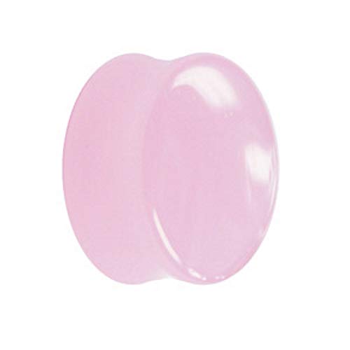 Treuheld® | 18mm Glas Ohr Plug/Flesh Tunnel | Pink/Rosa | Double Flared | Ohne Gewinde | Damen und Herren | halb-durchsichtig/transparent von Treuheld