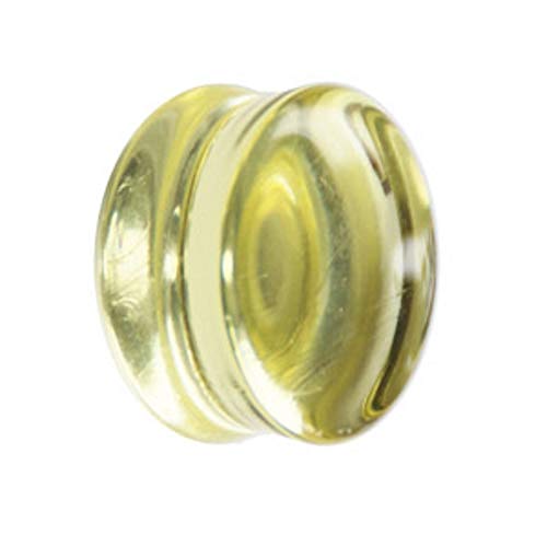 Treuheld® | 20mm Glas Ohr Plug/Flesh Tunnel | Gelb | Double Flared | Ohne Gewinde | Damen und Herren | halb-durchsichtig/transparent von Treuheld