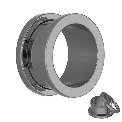 Treuheld® | 28mm Titan Ohr Flesh Tunnel | Silber |reines G23 Titan | Damen und Herren | mit Gewinde - Schraubverschluss/zum Schrauben von Treuheld