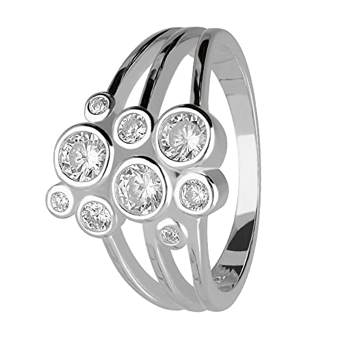 Treuheld® 3-lagiger 925 Sterling Silber Ring mit runden Kristallen | 8 Größen [05.] 56 von Treuheld