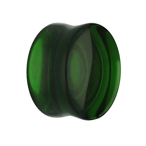 Treuheld® | 3mm Glas Ohr Plug/Flesh Tunnel | Dunkel-Grün | Double Flared | Ohne Gewinde | Damen und Herren | halb-durchsichtig/transparent von Treuheld