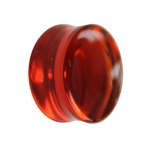 Treuheld® | 5mm Glas Ohr Plug/Flesh Tunnel | Orange | Double Flared | Ohne Gewinde | Damen und Herren | halb-durchsichtig/transparent von Treuheld