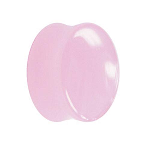 Treuheld® | 5mm Glas Ohr Plug/Flesh Tunnel | Pink/Rosa | Double Flared | Ohne Gewinde | Damen und Herren | halb-durchsichtig/transparent von Treuheld