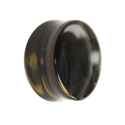 Treuheld® | 5mm Glas Ohr Plug/Flesh Tunnel | Schwarz-Grau | Double Flared | Ohne Gewinde | Damen und Herren | halb-durchsichtig/transparent von Treuheld