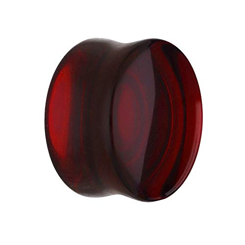 Treuheld® | 6mm Glas Ohr Plug/Flesh Tunnel | Dunkel-Rot | Double Flared | Ohne Gewinde | Damen und Herren | halb-durchsichtig/transparent von Treuheld