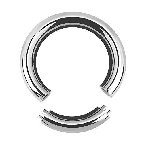 Treuheld® | 6mm x 16mm Segmentring Piercing Ring | Chirurgenstahl | Dick | Silber | Intimpiercing für Frau und Mann, Septum, Ohr, Lobe, Nase, PA von Treuheld