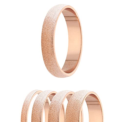 Treuheld® | 925 Sterling Silber Ring | Roségold | Ringgröße 50 | Breite 2mm | Damen & Herren | Diamant Optik/Matt/Sandgestrahlt | Finger-Ring von Treuheld