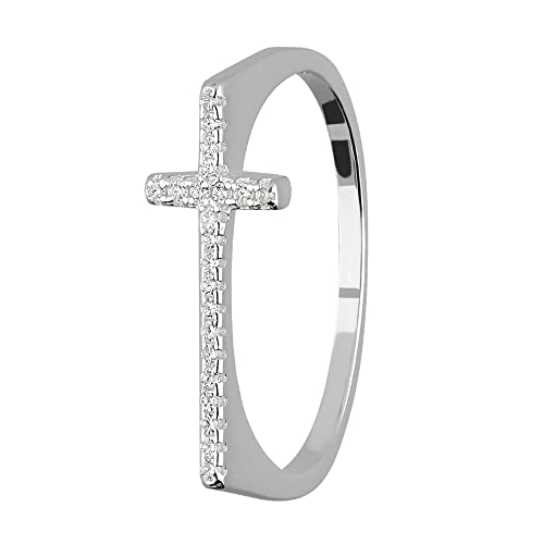 Treuheld® 925 Sterling Silber Ring mit Kreuz und Kristallen | 8 Größen [02.] 50 von Treuheld