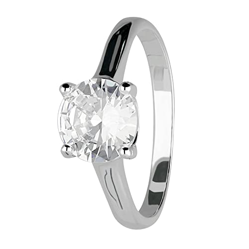 Treuheld® 925 Sterling Silber Ring mit großem Kristall-Stein | Farbe: silber - Größe: 52 von Treuheld