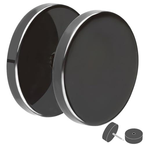 Treuheld Fake Plug - Titan Ohrstecker zum Schrauben - Schwarz - Damen & Herren - 14mm von Treuheld
