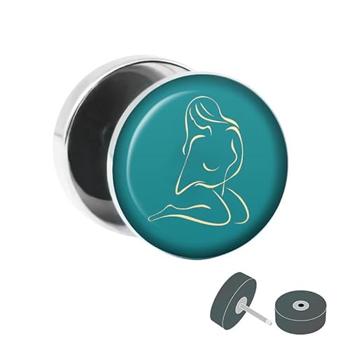 Treuheld® | Fake Plug Sternzeichen Jungfrau - Ø 10mm Bild Ohrstecker mit Motiv zum Schrauben - Chirurgenstahl Ohr Faketunnel Silber - Tunnel Ohrringe Ohrring Stahl Fakeplug von Treuheld