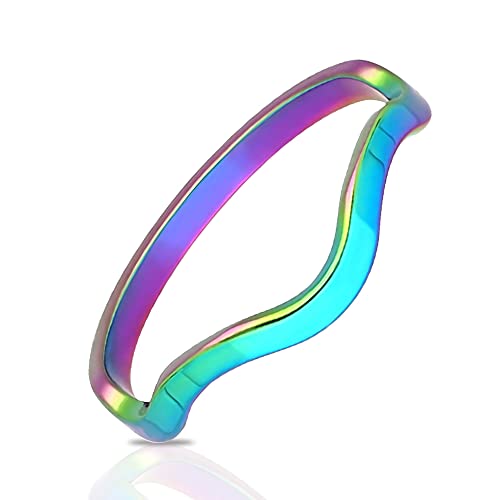 Treuheld® Gewellter Ring aus Edelstahl | Kombinierbar - Farbe: bunt - Größe: 54 von Treuheld