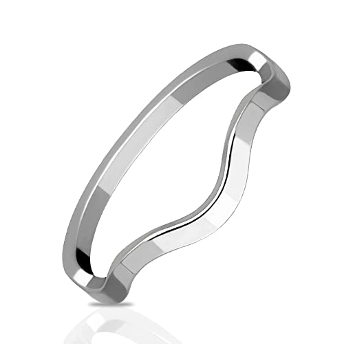 Treuheld® Gewellter Ring aus Edelstahl | Kombinierbar - Farbe: silber - Größe: 48 von Treuheld