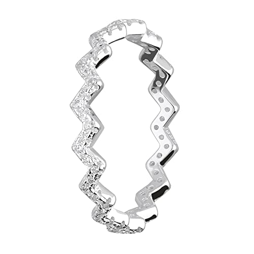 Treuheld® Gezackter 925 Sterling Silber Ring mit Kristallen | 8 Größen [02.] 50 von Treuheld