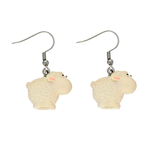 Treuheld® Ohrringe mit weißem Schaf | Damen Ohrhänger mit Anhänger von Treuheld